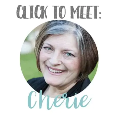 image of a smiling woman with brown and gray hair. with title click to meet cherie