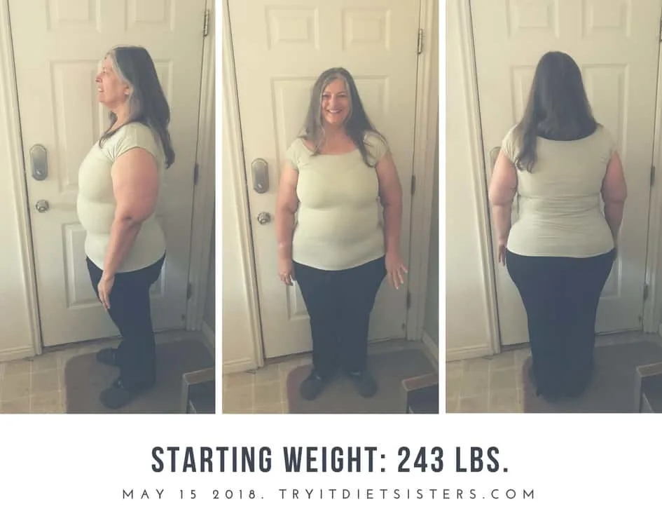 mother, before diet, side profile, front, back
