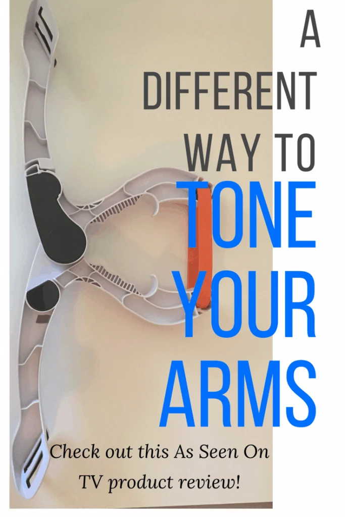 image of the wonder arms handheld exercise machine. with title a different way to tone your arms check out this as seen on tv product review