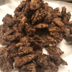plate of low carb cinnamon sugar pecans