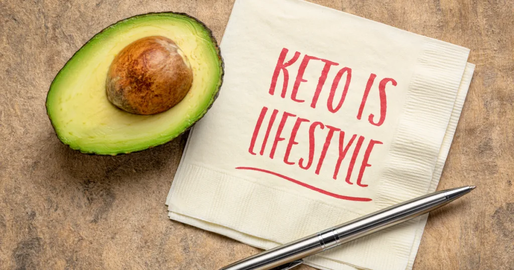 napkin with keto is a lifestyle and avocado next to it